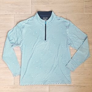 Pins & Aces Golf Co Teal And White Waves Performance Golf 1/4 Zip Pullover XL